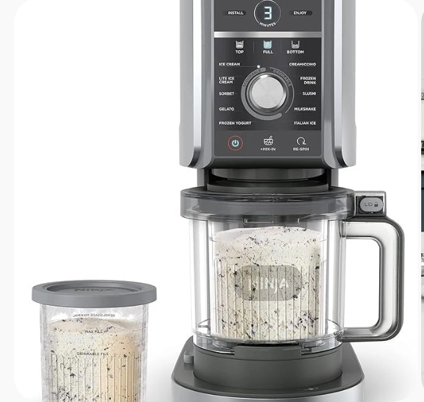 Ninja CREAMi Deluxe NC501 Ice Cream Maker – 11-in-1 Frozen Treat Machine – XL Capacity – Includes (2) 24 oz Family-Size Tubs – Silver